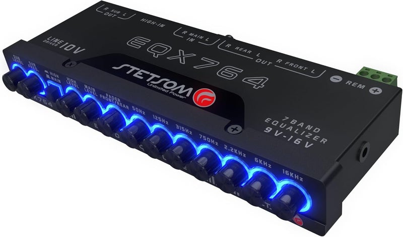 Stetsom EQX764-7 Band Equalizer, Pre-Amp Car Audio Graphic Equalizer with 4 Inputs (RCA & High) 6 Outputs, 10v Line Driver to Avoid Noise and Dedicated Sub Controls (Level & Frequency) - Image 5